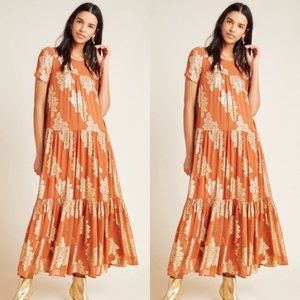 NWT Anthropologie Jocasta gold detail maxi dress
